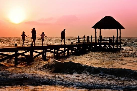 A family on vacation to spend more time with each other and learn new things together.