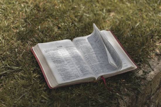 Maana ya Kuwa na Uhusiano Binafsi na Yesu An open Bible on top of grass providing information about personal relationship with Jesus.