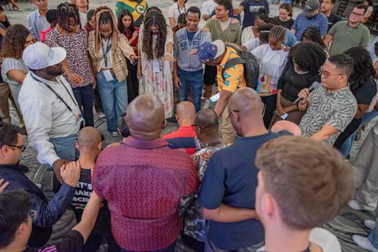 A group of Christian faithfuls parying together during a fasting season.