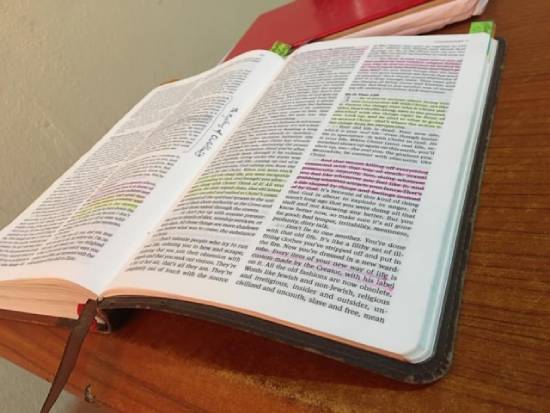 Open Bible With highlights on verses Open Bible With highlights on verses that talk about forgiveness.