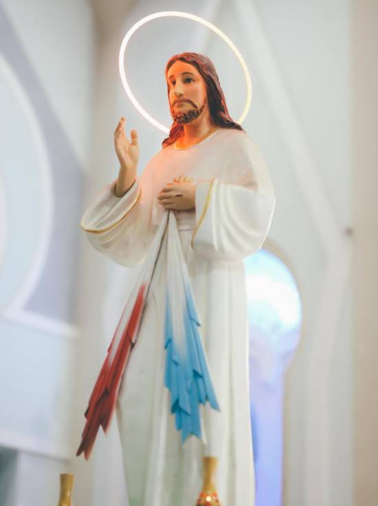 Jesus Christ Figure With a Halo of Glory A calm figure of Jesus Christ with a halo of glory about his head.