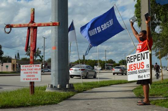 Zelous Christians Holding Placards Zealous christains holding placrds with a message calling for repentance.