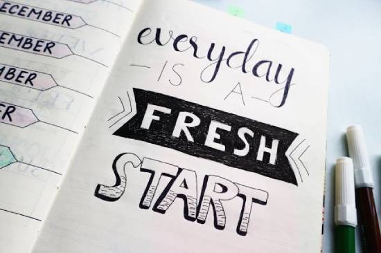 Inspiring Quote An inspiring quote on a planner with a message tht 'everyday is a fresh start'